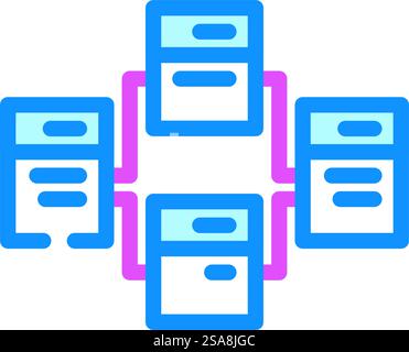relational database color icon vector. relational database sign. isolated symbol illustration. relational database color icon vector illustration Stock Vector