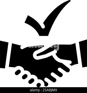 Approved agreement. Handshake with a check mark, representing ...