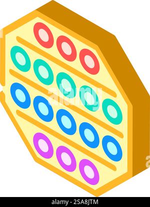 pop bubble fidget toy isometric icon vector. pop bubble fidget toy sign. isolated symbol illustration. pop bubble fidget toy isometric icon vector illustration Stock Vector