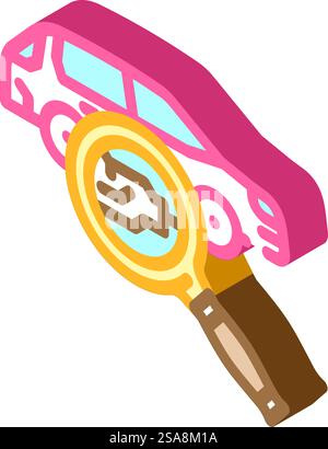 machine search magnifying glass isometric icon vector. machine search magnifying glass sign. isolated symbol illustration. machine search magnifying glass isometric icon vector illustration Stock Vector