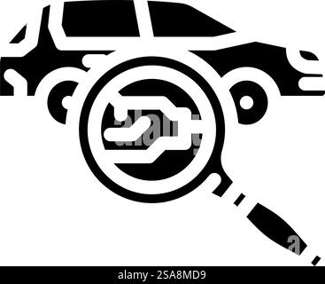 machine search magnifying glass glyph icon vector. machine search magnifying glass sign. isolated symbol illustration. machine search magnifying glass glyph icon vector illustration Stock Vector