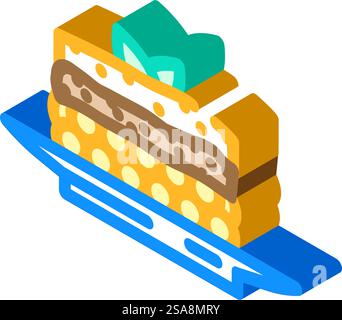 pastitsio greek cuisine isometric icon vector. pastitsio greek cuisine sign. isolated symbol illustration. pastitsio greek cuisine isometric icon vector illustration Stock Vector