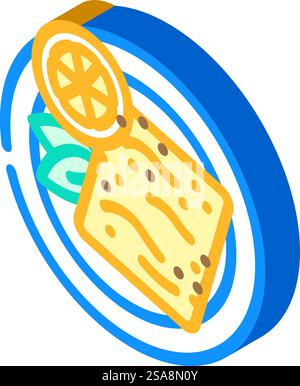 saganaki greek cuisine isometric icon vector. saganaki greek cuisine sign. isolated symbol illustration. saganaki greek cuisine isometric icon vector illustration Stock Vector