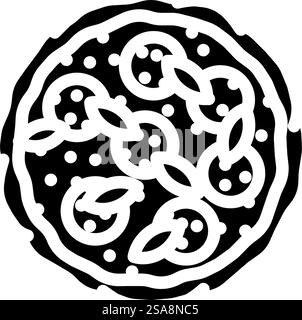 margherita pizza italian cuisine glyph icon vector. margherita pizza italian cuisine sign. isolated symbol illustration. margherita pizza italian cuisine glyph icon vector illustration Stock Vector