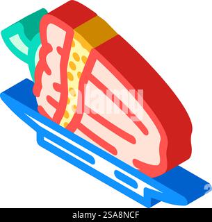 saganaki greek cuisine isometric icon vector. saganaki greek cuisine sign. isolated symbol illustration. saganaki greek cuisine isometric icon vector illustration Stock Vector