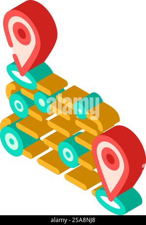 track airplane pointer map isometric icon vector illustration Stock ...