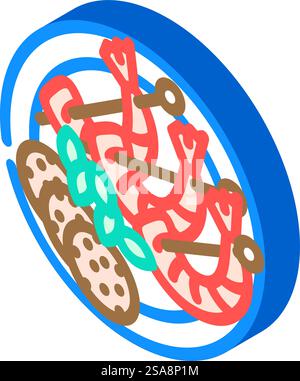 tapas selection spanish cuisine isometric icon vector. tapas selection spanish cuisine sign. isolated symbol illustration. tapas selection spanish cuisine isometric icon vector illustration Stock Vector