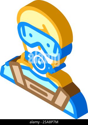 scuba diving mask face isometric icon vector. scuba diving mask face sign. isolated symbol illustration. scuba diving mask face isometric icon vector illustration Stock Vector