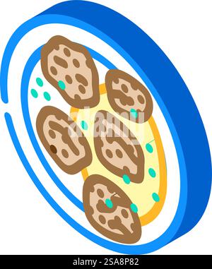albondigas spanish cuisine isometric icon vector. albondigas spanish cuisine sign. isolated symbol illustration. albondigas spanish cuisine isometric icon vector illustration Stock Vector
