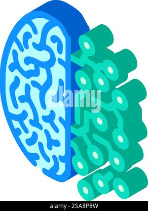 brain circuitry neuroscience neurology isometric icon vector. brain circuitry neuroscience neurology sign. isolated symbol illustration. brain circuitry neuroscience neurology isometric icon vector illustration Stock Vector
