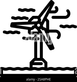 offshore wind turbine line icon vector illustration Stock Vector Image ...