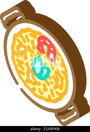 fideua spanish cuisine isometric icon vector. fideua spanish cuisine sign. isolated symbol illustration. fideua spanish cuisine isometric icon vector illustration Stock Vector