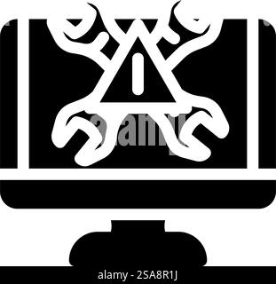troubleshooting pc repair computer glyph icon vector illustration Stock ...