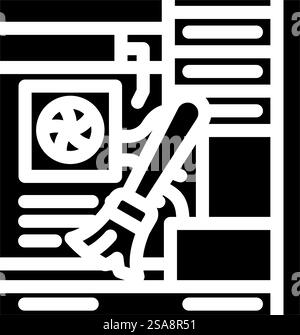 pc cleaning repair computer glyph icon vector. pc cleaning repair computer sign. isolated symbol illustration. pc cleaning repair computer glyph icon vector illustration Stock Vector