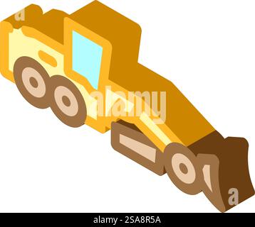 grader machine construction vehicle isometric icon vector. grader machine construction vehicle sign. isolated symbol illustration. grader machine construction vehicle isometric icon vector illustration Stock Vector