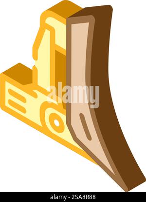 dozer blade construction vehicle isometric icon vector. dozer blade construction vehicle sign. isolated symbol illustration. dozer blade construction vehicle isometric icon vector illustration Stock Vector