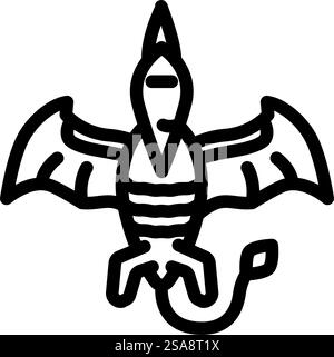 pteranodon dinosaur animal line icon vector. pteranodon dinosaur animal sign. isolated contour symbol black illustration. pteranodon dinosaur animal line icon vector illustration Stock Vector
