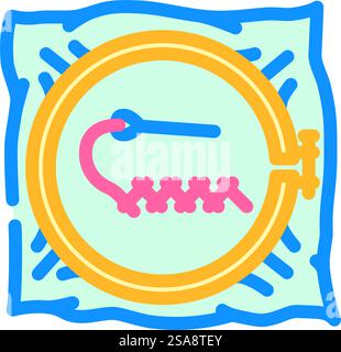 stitches embroidery hobby icon color illustration Stock Vector Image ...