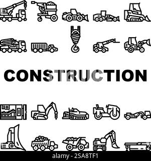 construction vehicle heavy icons set vector Stock Vector Image & Art ...