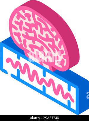 brainwaves neuroscience neurology isometric icon vector. brainwaves neuroscience neurology sign. isolated symbol illustration. brainwaves neuroscience neurology isometric icon vector illustration Stock Vector