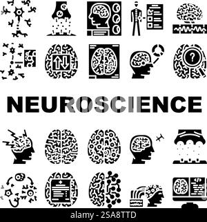 brain research neuroscience neurology glyph icon vector illustration ...