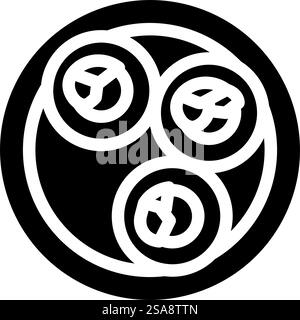 kimbap rolls korean cuisine glyph icon vector. kimbap rolls korean cuisine sign. isolated symbol illustration. kimbap rolls korean cuisine glyph icon vector illustration Stock Vector