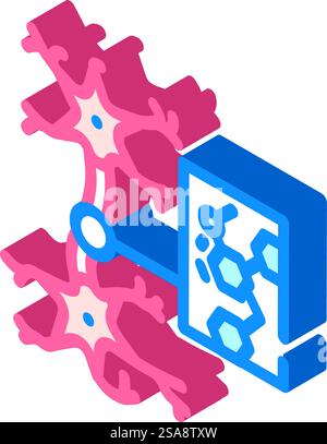 neurochemistry neuroscience neurology isometric icon vector. neurochemistry neuroscience neurology sign. isolated symbol illustration. neurochemistry neuroscience neurology isometric icon vector illustration Stock Vector