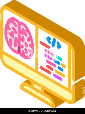 neuroinformatics neuroscience neurology isometric icon vector. neuroinformatics neuroscience neurology sign. isolated symbol illustration. neuroinformatics neuroscience neurology isometric icon vector illustration Stock Vector