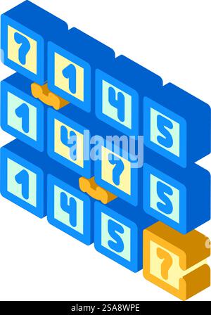 bubble sort algorithm isometric icon vector. bubble sort algorithm sign. isolated symbol illustration. bubble sort algorithm isometric icon vector illustration Stock Vector