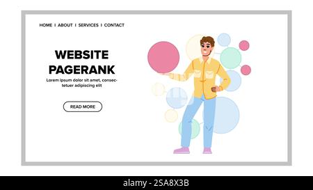 internal website pagerank vector. nofollow abstract, backlink ranking, web quality internal website pagerank web flat cartoon illustration. internal website pagerank vector Stock Vector