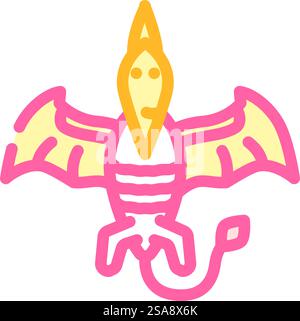 pteranodon dinosaur animal color icon vector. pteranodon dinosaur animal sign. isolated symbol illustration. pteranodon dinosaur animal color icon vector illustration Stock Vector