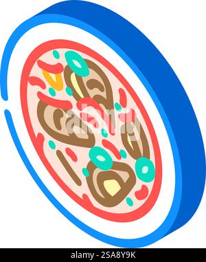 mussels broth sea cuisine isometric icon vector. mussels broth sea cuisine sign. isolated symbol illustration. mussels broth sea cuisine isometric icon vector illustration Stock Vector