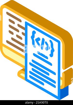 software documentation technical writer isometric icon vector. software documentation technical writer sign. isolated symbol illustration. software documentation technical writer isometric icon vector illustration Stock Vector