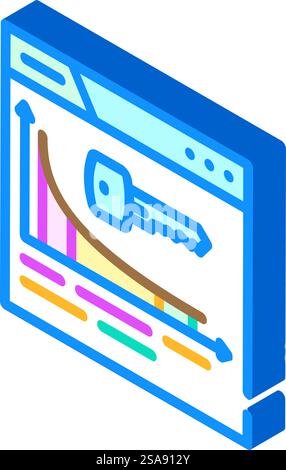 long tail keywords seo isometric icon vector. long tail keywords seo sign. isolated symbol illustration. long tail keywords seo isometric icon vector illustration Stock Vector