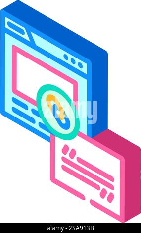 backlinks seo isometric icon vector. backlinks seo sign. isolated symbol illustration. backlinks seo isometric icon vector illustration Stock Vector