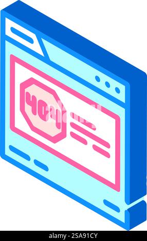 404 error seo isometric icon vector. 404 error seo sign. isolated symbol illustration. 404 error seo isometric icon vector illustration Stock Vector
