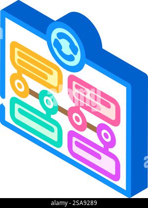 content updates technical writer isometric icon vector. content updates technical writer sign. isolated symbol illustration. content updates technical writer isometric icon vector illustration Stock Vector