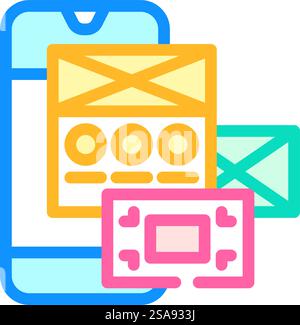usability ux ui design color icon vector. usability ux ui design sign. isolated symbol illustration. usability ux ui design color icon vector illustration Stock Vector