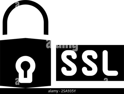 ssl secure sockets layer seo glyph icon vector. ssl secure sockets layer seo sign. isolated symbol illustration. ssl secure sockets layer seo glyph icon vector illustration Stock Vector