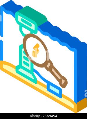 wave energy research isometric icon vector. wave energy research sign. isolated symbol illustration. wave energy research isometric icon vector illustration Stock Vector