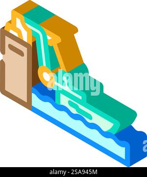 wave plant tidal power isometric icon vector. wave plant tidal power sign. isolated symbol illustration. wave plant tidal power isometric icon vector illustration Stock Vector