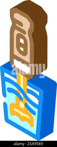 immersion blender restaurant equipment isometric icon vector. immersion blender restaurant equipment sign. isolated symbol illustration. immersion blender restaurant equipment isometric icon vector illustration Stock Vector