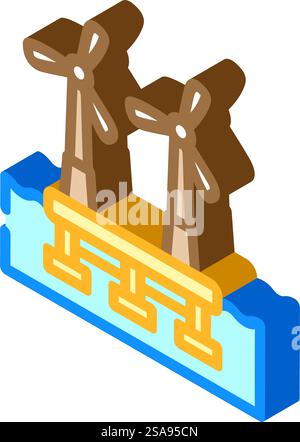 floating wave platform isometric icon vector. floating wave platform sign. isolated symbol illustration. floating wave platform isometric icon vector illustration Stock Vector
