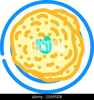 aloo paratha indian cuisine color icon vector. aloo paratha indian cuisine sign. isolated symbol illustration. aloo paratha indian cuisine color icon vector illustration Stock Vector