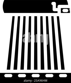heating solar panel glyph icon vector. heating solar panel sign. isolated symbol illustration. heating solar panel glyph icon vector illustration Stock Vector