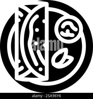 dosas indian cuisine glyph icon vector. dosas indian cuisine sign. isolated symbol illustration. dosas indian cuisine glyph icon vector illustration Stock Vector