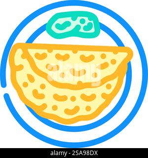 roti bread indian cuisine color icon vector. roti bread indian cuisine sign. isolated symbol illustration. roti bread indian cuisine color icon vector illustration Stock Vector