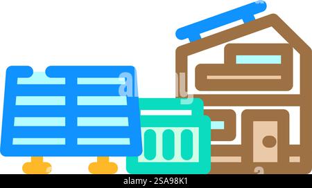off grid solar panel color icon vector illustration Stock Vector Image ...