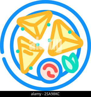 samosa indian cuisine color icon vector. samosa indian cuisine sign. isolated symbol illustration. samosa indian cuisine color icon vector illustration Stock Vector