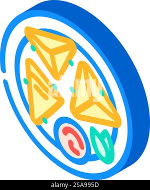 samosa indian cuisine isometric icon vector. samosa indian cuisine sign. isolated symbol illustration. samosa indian cuisine isometric icon vector illustration Stock Vector